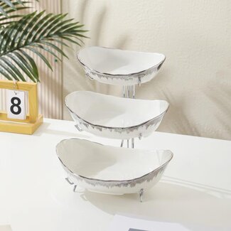 Mirac Luxury Serving Dish Etagere White / Silver