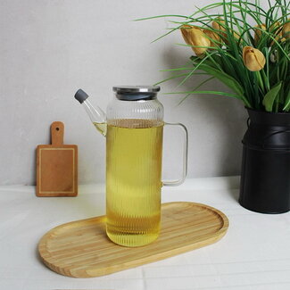 Mirac Ripple glass oil bottle with metal lid