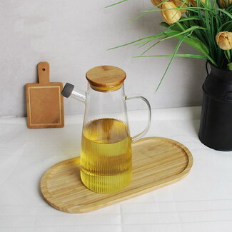 Mirac Ripple glass oil bottle with bamboo lid