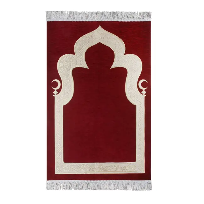 Mirac Prayer rug with mihrab motif red