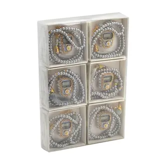 Mirac Digitale tasbih teller + Parel Tasbih 99 kralen grijs -  set van 6