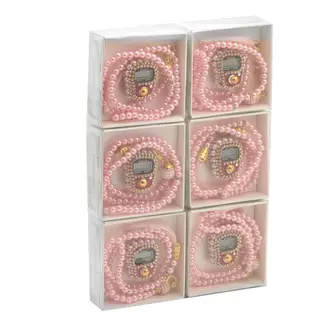 Mirac Digitale tasbih teller + Parel Tasbih 99 kralen roze -  set van 6