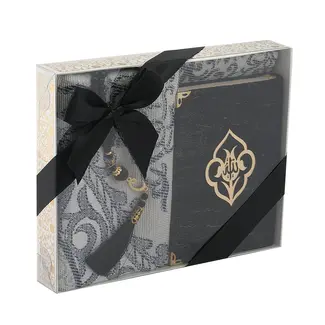 Mirac Gift set Hikmet with a Koran, prayer rug and tasbih black