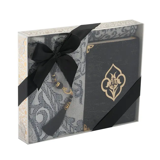 Mirac Gift set Hikmet with a Koran, prayer rug and tasbih black