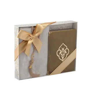 Mirac Gift set Hikmet with a Koran, prayer rug and tasbih gold