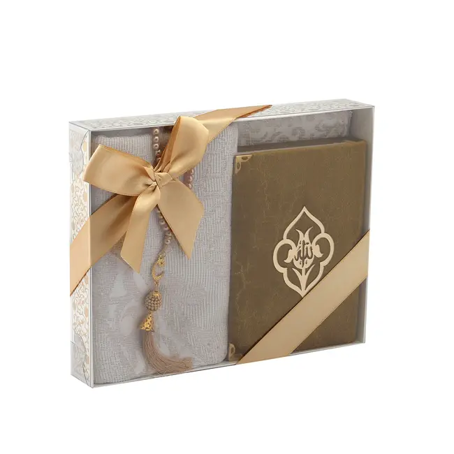 Mirac Gift set Hikmet with a Koran, prayer rug and tasbih gold