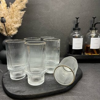Mirac Ripple drinkglazen 6 stuks met een gouden rand