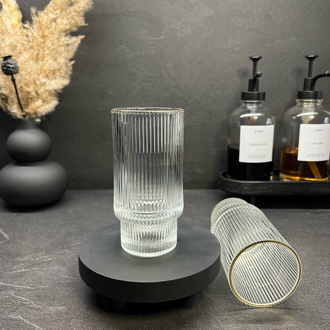 Mirac Ripple drinkglazen 6 stuks met een gouden rand
