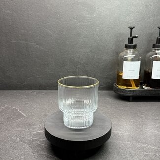 Mirac Ripple drinkglazen 6 stuks XL kort met gouden rand