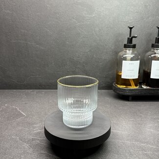 Mirac Ripple drinking glasses 6 pieces XL short with gold rim