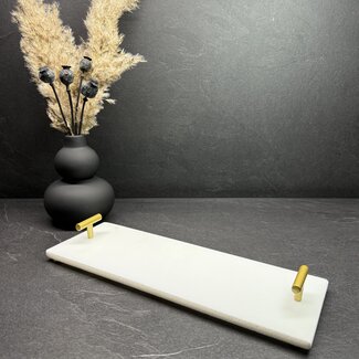 Mirac Marble tray rectangular with gold handle
