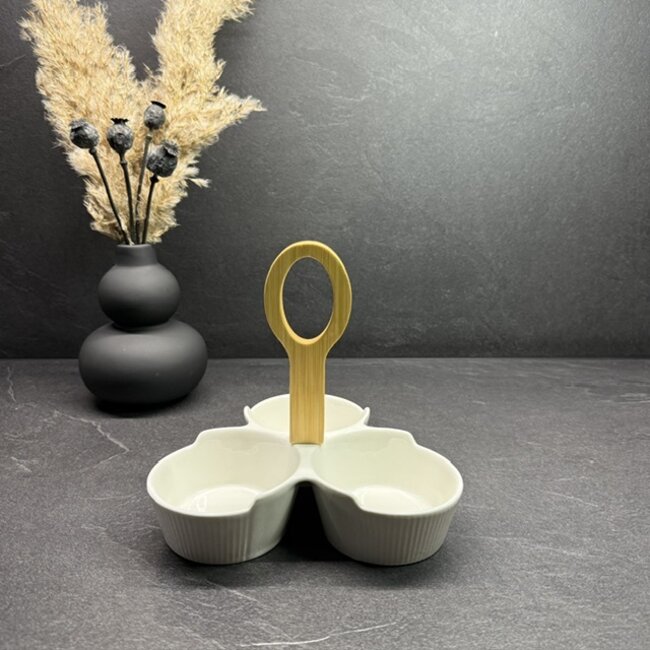 Mirac Porseleinen bamboe snackschaal 2-delig