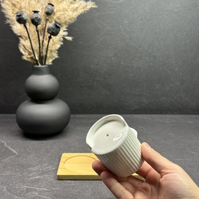 Mirac Porcelain bamboo 3-piece salt and pepper set