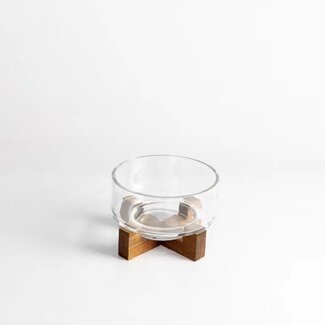 Mirac Glass bowl with acacia stand - S