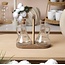 Mirac 3 piece glass oil bottles with acacia wood holder