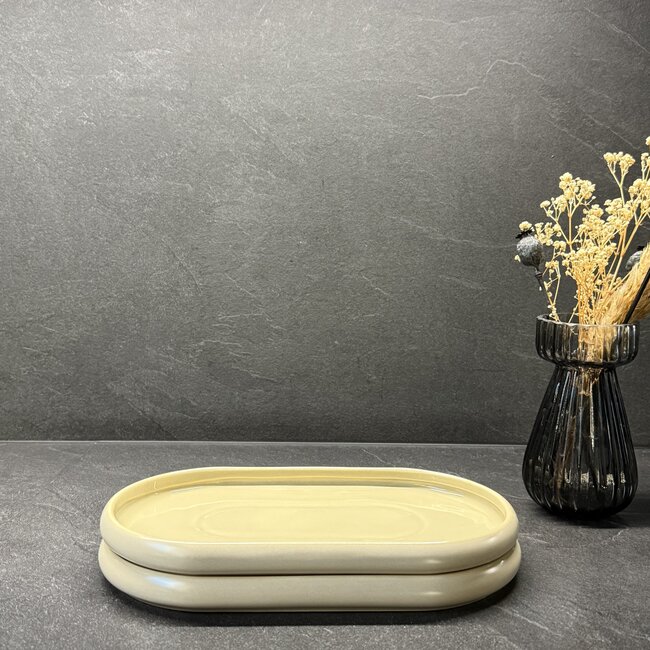 Mirac  Porcelain serving plate set of 2 - Beige