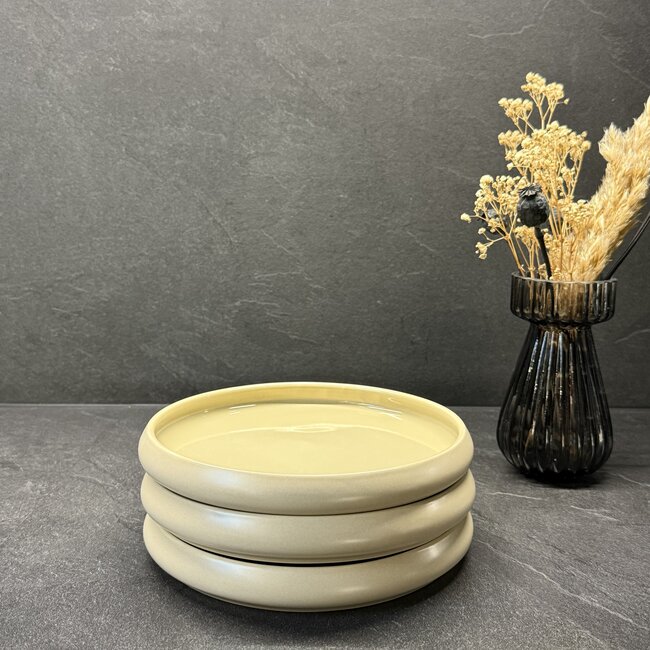 Mirac  Porcelain breakfast plate set of 3 - Beige