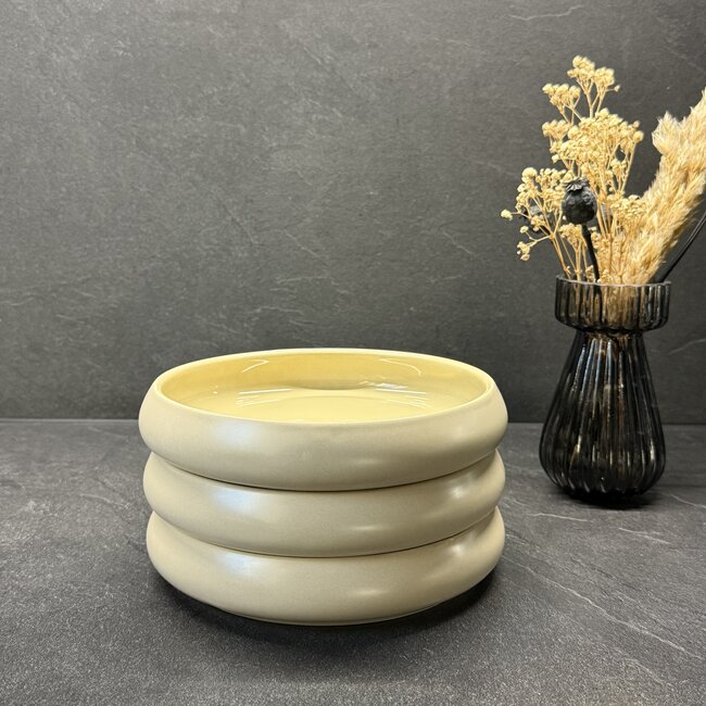 Mirac  Porcelain deep plate set of 3 - Beige