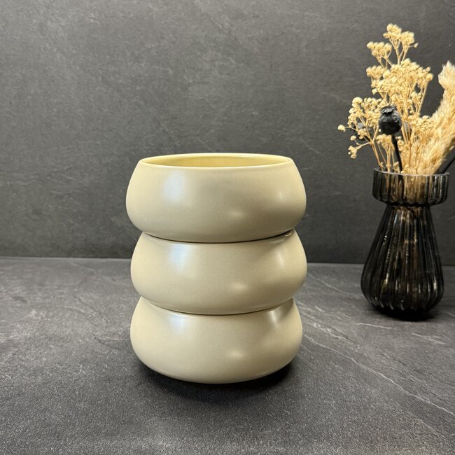 Mirac Porseleinen soepkommen set van 3 - Beige