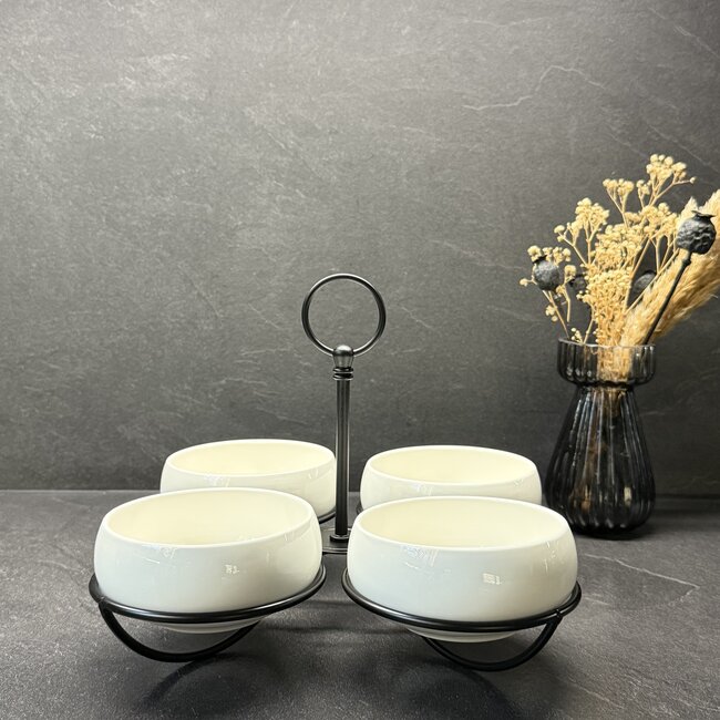 Mirac Belicia porcelain snack bowls with holder