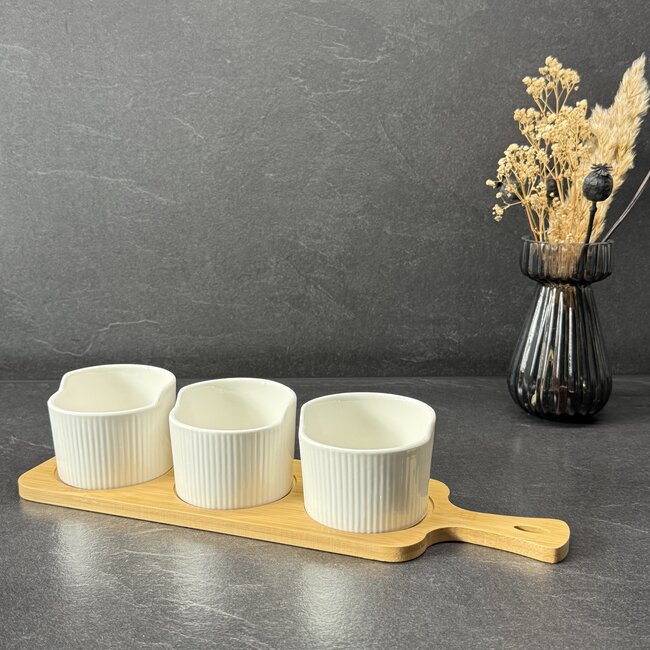 Mirac Porseleinen bamboe snack schaal 4-delig