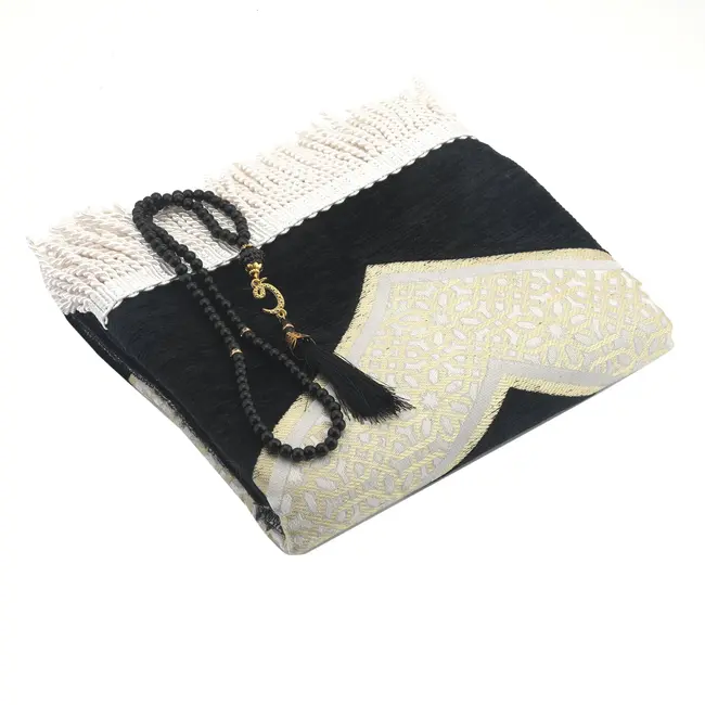Mirac Gift set Black with a prayer rug and Pearl Tasbih