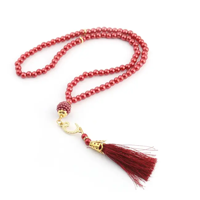 Mirac Geschenkset Bordeaux rood  met een gebedskleed en Parel Tasbih