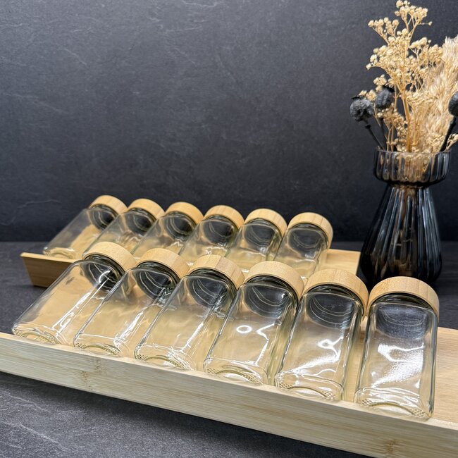 Geen Herb pots with bamboo wooden cap - 12 pieces