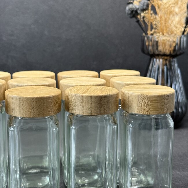 Geen Herb pots with bamboo wooden cap - 12 pieces