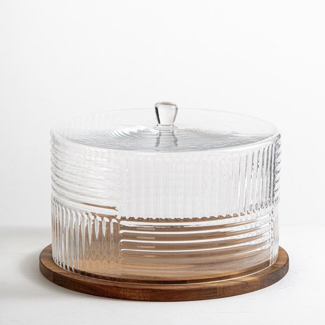 Acacia houten taart plateau - L