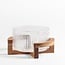 Bavary  Ripple glazen salade schaal met acacia houder - S