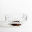 Wave glass bowl with acacia wooden base - L