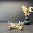 Glass bowl with acacia wooden holder - S