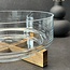 Glazen schaal met acacia houten houder - L