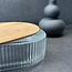 Ripple glazen bewaardoos met acacia houten deksel - ovaal breed