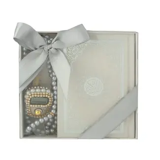 Mirac Quran set with a pearl Tasbih and a Digital Tasbih counter gray