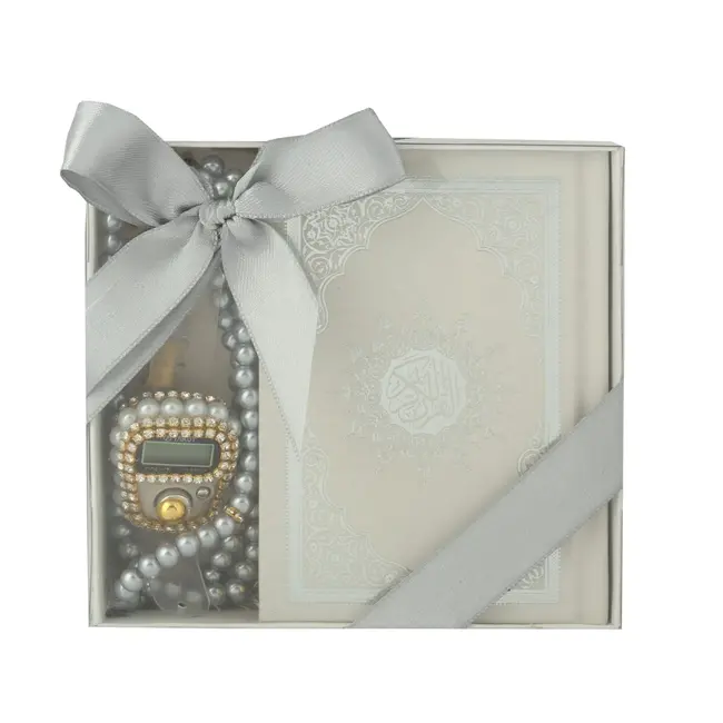 Mirac Quran set with a pearl Tasbih and a Digital Tasbih counter gray