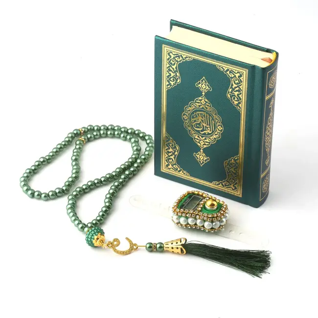Mirac Koran set met een parel Tasbih en een Digitale tasbih teller groen
