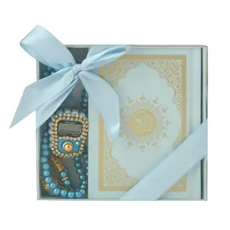 Mirac Quran set with a pearl Tasbih and a Digital Tasbih counter blue