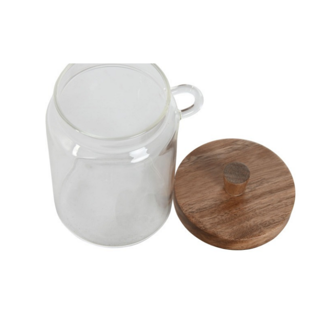 Bavary  Glass storage jar with a wooden lid and spoon
