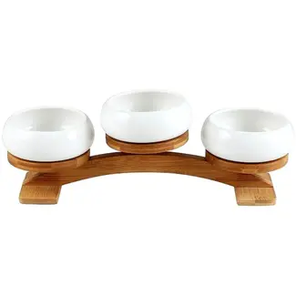 Mirac Porcelain snack bowl with wooden stand