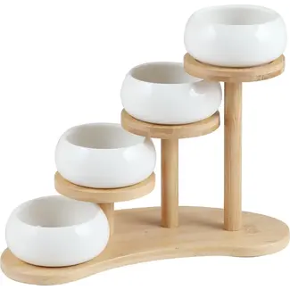 Mirac Porcelain snack bowl with wooden stand