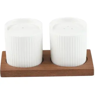 Bavary  Porcelain acacia 3-piece salt and pepper set