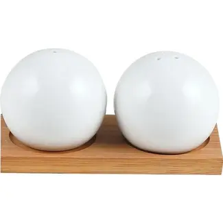 Mirac Porseleinen bamboe 3-delige zout en peper set