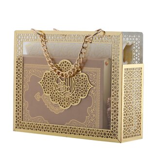Mirac Gift box Hafsa  with a Quran, prayer mat and a pearl tasbih Gold