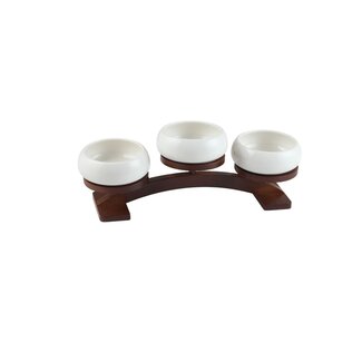 Bavary  Porcelain snack bowl with Acacia stand