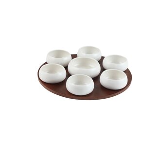 Mirac Porcelain snack bowls with Acacia  turntable
