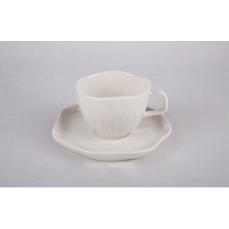 Mirac Cermico wit / creme  koffie kopjes 6 persoons, 12-delig