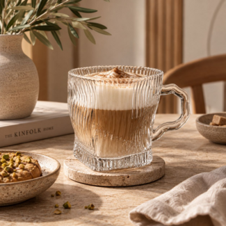 Mirac Wave lines drinking glasses with handle