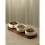 Mirac Porcelain Belicia snack bowls with acacia tray